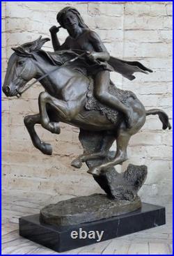 Frederic Remington CHEYENNE bronze statue-Native American Indian on horse Sale