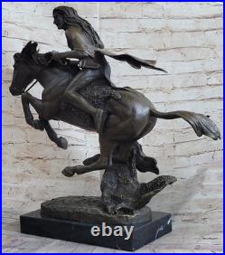 Frederic Remington CHEYENNE bronze statue-Native American Indian on horse Sale