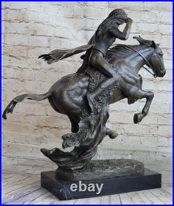 Frederic Remington CHEYENNE bronze statue-Native American Indian on horse Sale