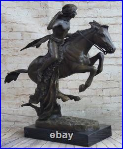 Frederic Remington CHEYENNE bronze statue-Native American Indian on horse Sale