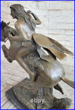 Frederic Remington CHEYENNE bronze statue-Native American Indian on horse Sale