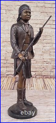Geronimo Native American Indian Bronze Statue Sculpture Marble Base by Russell