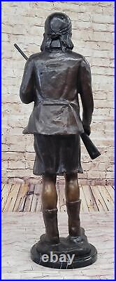 Geronimo Native American Indian Bronze Statue Sculpture Marble Base by Russell