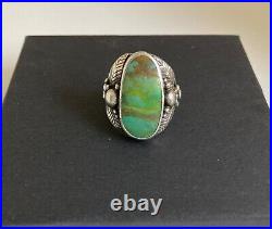 Gorgeous Vintage Southwestern Native American Turquoise Ring Size 10