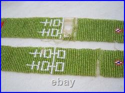 HAND BEADED WAMPUM LONG RENDEVOUS 5' ++ American Craft Art Green Black Powder