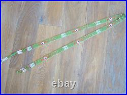 HAND BEADED WAMPUM LONG RENDEVOUS 5' ++ American Craft Art Green Black Powder