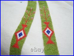 HAND BEADED WAMPUM LONG RENDEVOUS 5' ++ American Craft Art Green Black Powder