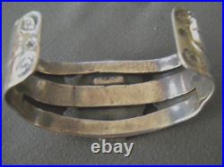 HEAVY Southwestern Native American Turquoise Coral Sterling Silver Cuff Bracelet