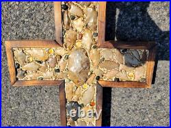 HUGE Art Jesus Crucifix Native American Indian Arrowheads Artifacts Marbles