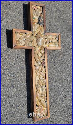HUGE Art Jesus Crucifix Native American Indian Arrowheads Artifacts Marbles
