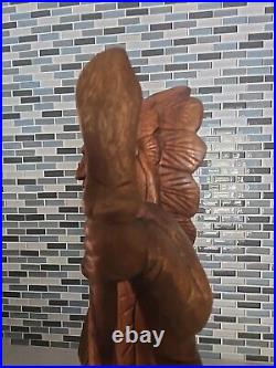 Hand Carved Wooden Native American Indian Chief Statue Folk Art 20 tall