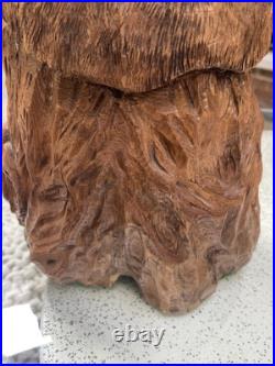 Hand Chainsaw Carved Wood Native American Indian Bust Sculpture Signed HMS 10 Lb
