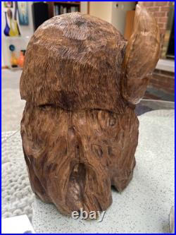 Hand Chainsaw Carved Wood Native American Indian Bust Sculpture Signed HMS 10 Lb