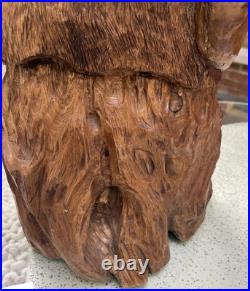 Hand Chainsaw Carved Wood Native American Indian Bust Sculpture Signed HMS 10 Lb