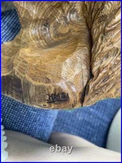 Hand Chainsaw Carved Wood Native American Indian Bust Sculpture Signed HMS 10 Lb