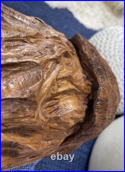 Hand Chainsaw Carved Wood Native American Indian Bust Sculpture Signed HMS 10 Lb