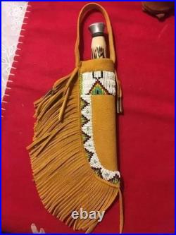 Handmade Indian Beaded Cover Native American Sioux Knife Sheath 15 pieces Set