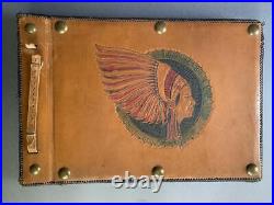 Incredible tooled leather Native American Indian Chief photo album Western 1954