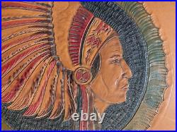 Incredible tooled leather Native American Indian Chief photo album Western 1954