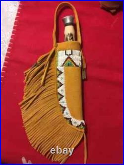 Indian Beaded Cover Native American Sioux Handmade Knife Sheath 15 pieces Set