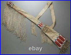 Indian Beaded Gun Cover Native American Sioux Style Elk Hide Leather Scabbard