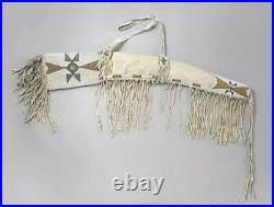 Indian Beaded Gun Cover Native American Sioux Style Hide Leather Scabbard