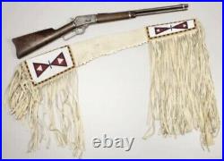 Indian Beaded Gun Cover Native American Sioux Style Hide Suede Leather Scabbard