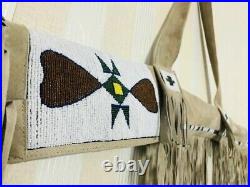 Indian Beaded Gun Cover Native American Sioux Style Leather Rifle Scabbard