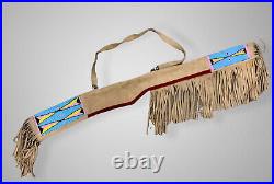 Indian Beaded Gun Cover Sioux Style Leather Native American Rifle Scabbard S517