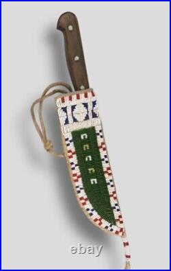 Indian Beaded Knife Cover Native American Sioux Elk Hide Knife Sheath