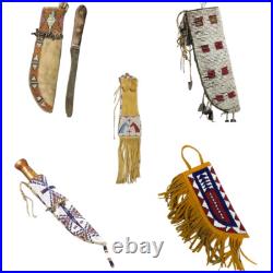 Indian Beaded Knife Cover and Tobacco Cover Handmade Sioux Design