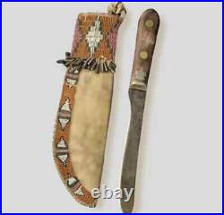 Indian Beaded Knife Cover and Tobacco Cover Handmade Sioux Design