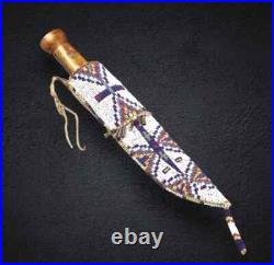 Indian Beaded Knife Cover and Tobacco Cover Handmade Sioux Design Indian Beaded Knife Cover and Tobacco Cover Handmade Sioux Design