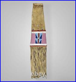 Indian Beaded Native American Sioux Indian Plains Pipe Tabaco Bag Elk Hide Bag