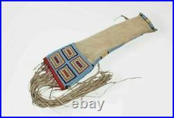 Indian Beaded Native American Sioux Plains Pipe Tabaco Bag Elk Hide Bag B905