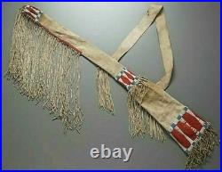 Indian Beaded Rifle Scabbard Sioux Style In Suede Leather Native American