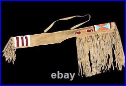 Indian Beaded Rifle Scabbard Sioux Style In Suede Leather Native American S515