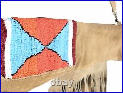 Indian Beaded Rifle Scabbard Sioux Style In Suede Leather Native American WV613