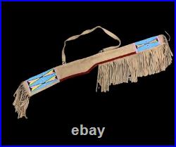 Indian Beaded Rifle Scabbard Sioux Style Suede Leather Native American