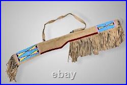 Indian Beaded Rifle Scabbard Sioux Style Suede Leather Native American