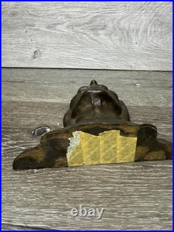 Indian Chief Native American Bronze Bust Plaque Bookend Antique 7.25x5.25