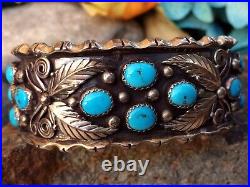 Intricate Native American Navajo Sleeping Beauty Turquoise Sterling Bracelet #2