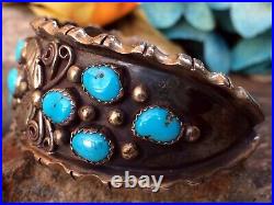 Intricate Native American Navajo Sleeping Beauty Turquoise Sterling Bracelet #2