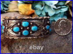 Intricate Native American Navajo Sleeping Beauty Turquoise Sterling Bracelet #2