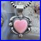 Jeff James Native American Sterling Silver Pink Conch Decorated Heart Pendant