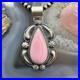 Jeff James Native American Sterling Silver Teardrop Pink Conch Pendant For Women