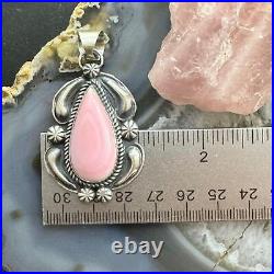 Jeff James Native American Sterling Silver Teardrop Pink Conch Pendant For Women