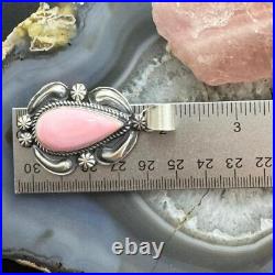 Jeff James Native American Sterling Silver Teardrop Pink Conch Pendant For Women