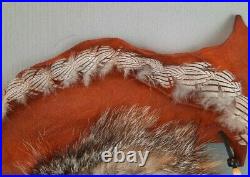 Jeffrey Paul Leather Fur Wall Sculpture of Native American Indian Mixed Material