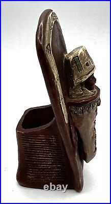 Johann Maresch Terra Cotta Native American Baby Papoose Match Holder & Striker